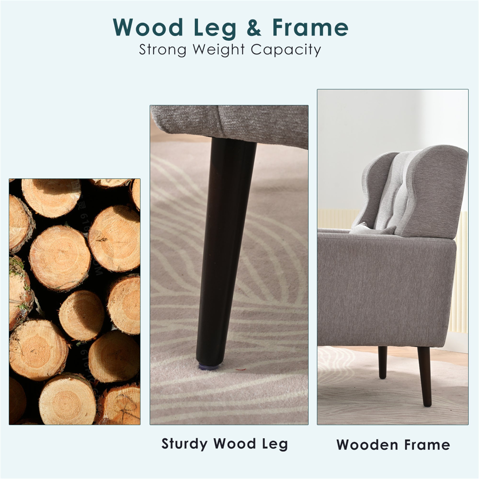 Modern Accent Chair Chenille Arm Chairs for Living Room Upholstered Comfy Soft Padded Lounge Chair with Pillow Solid Wood Leg Gray - Grand Goldman Shop