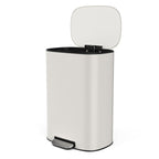 13 Gallon 50L Kitchen Foot Pedal Operated Soft Close Trash Can - Stainless Steel Ellipse Bustbin - White - Grand Goldman Shop