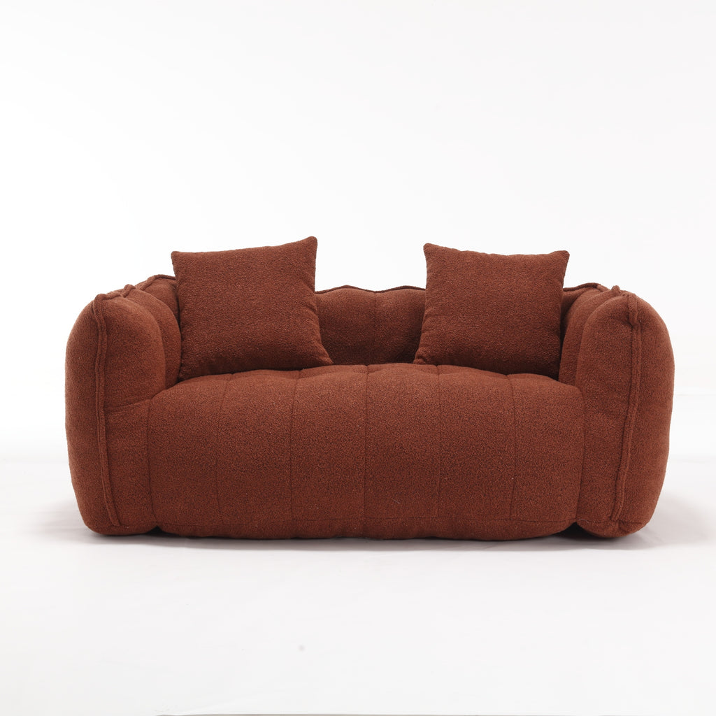 Cozy Beanbag Chair with High Resilience Foam Core for Two - Red Chenille, 66x35x25 inches - Grand Goldman Shop