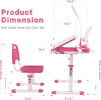 Desk for Kids Desk and Chair Set Kids Art Desk Drafting Table Desk Set with Adjustable Height, 40-Degree Tiltable Children De