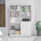 Layton 2 Piece Home Bookcase set, 49' Wide with 8 Shelves and Double Door Cabinet, Living Room Set White - Grand Goldman