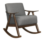 Modern Home Furniture 1pc Rocking Chair Gray Fabric Upholstered Dark Walnut Finish Wood Cushion Seat and Back - Grand Goldman Shop