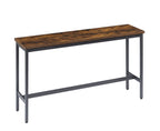 Long Bar Table Set with 3 PU Upholstered Bar Stools, Industrial Bar Table and Chairs for Kitchen Breakfast Table, Living Room, Banquet Hall, Rustic Brown and Black, 63″L x15.7'W x 37.5'H - Grand Goldman Shop