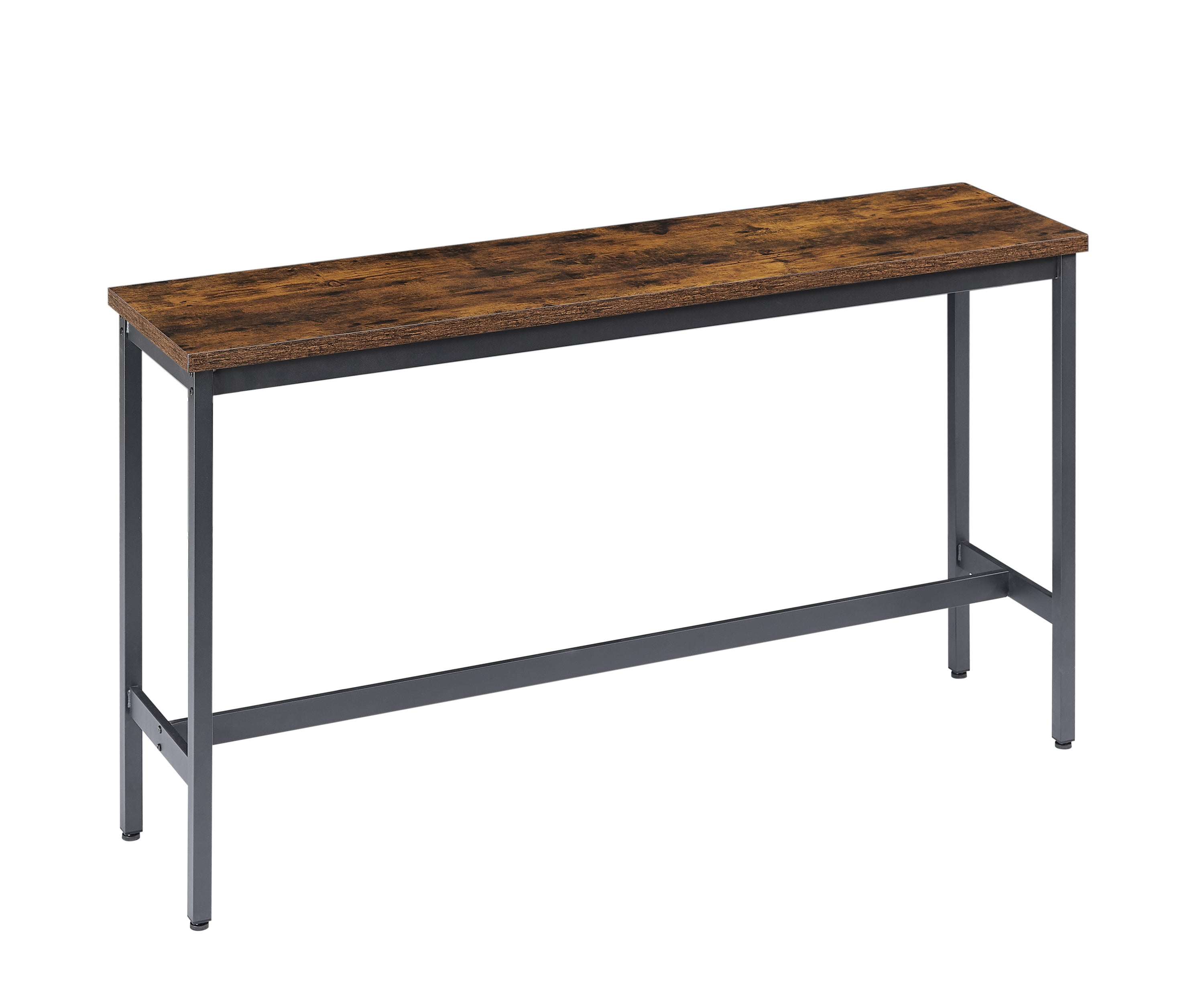 Long Bar Table Set with 3 PU Upholstered Bar Stools, Industrial Bar Table and Chairs for Kitchen Breakfast Table, Living Room, Banquet Hall, Rustic Brown and Black, 63″L x15.7'W x 37.5'H - Grand Goldman Shop