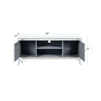 Mirrored TV Stand for 65+ inch TV,Sliver TV Console Table with Open Storage & 2 Storage Cabinets ,Diamond Shape Sparkling Mirror Doors for Living Room(59''W x 25.2''H x 15.7D) - Grand Goldman Shop