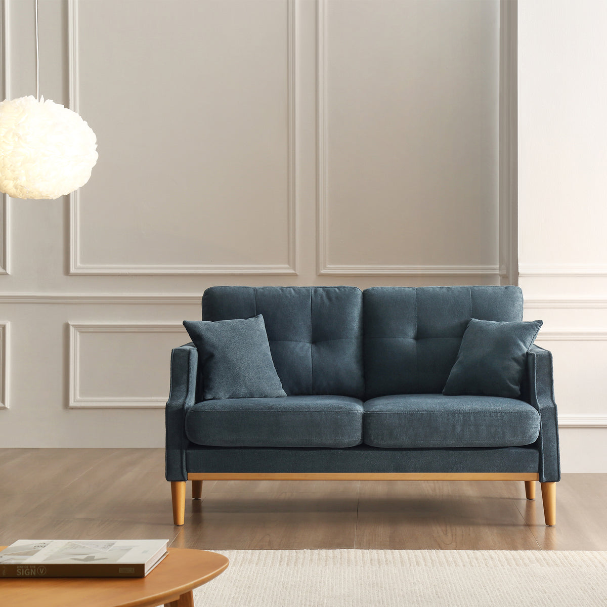 Loveseats 2 Seater Sofa For Primary Living Space , Bed Room, Office, waterproof fabric , USB Charge Port , 2  Pillows,Wood Legs - Grand Goldman Shop