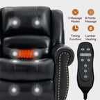 Power Lift Recliner Chair Heat Massage Dual Motor Infinite Position Up to 350 LBS, Genuine Leather, Heavy Duty Motion Mechanism with USB Ports, Black - Grand Goldman Shop