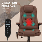 HOMCOM High Back Vibration Massage Office Chair with 6 Vibration Points, Heated Reclining PU Leather Computer Chair with Armr