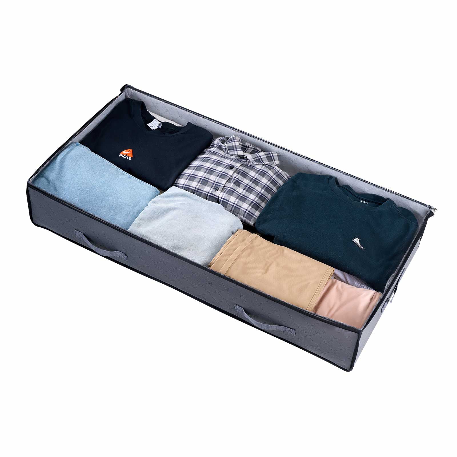 Under Bed Storage 90L Stackable Shoes Organization Box with Clear Lid 2 Pack - Grand Goldman Shop