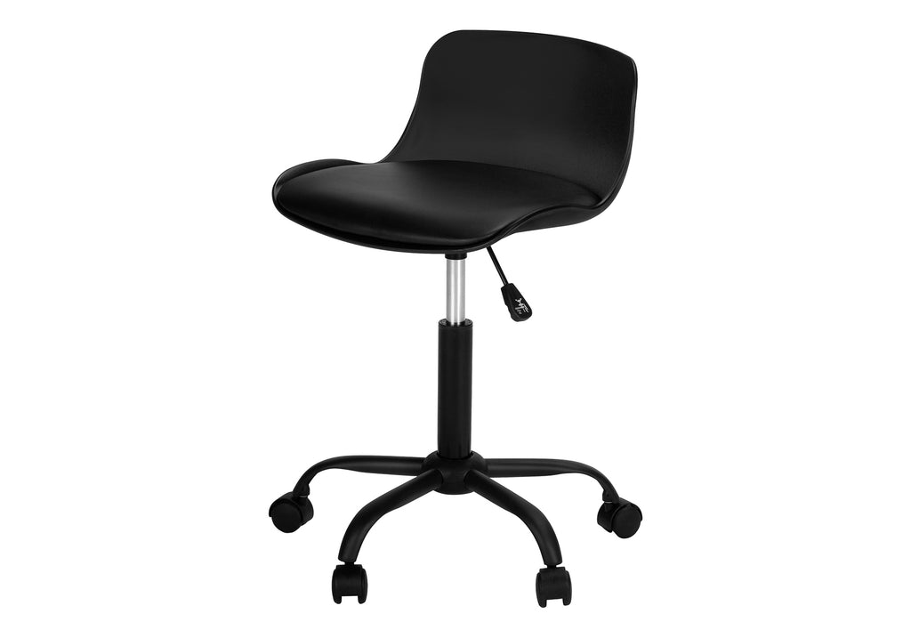Office Chair, Adjustable Height, Swivel, Ergonomic, Computer Desk, Work, Juvenile, Black Leather Look, White Metal, Contempor