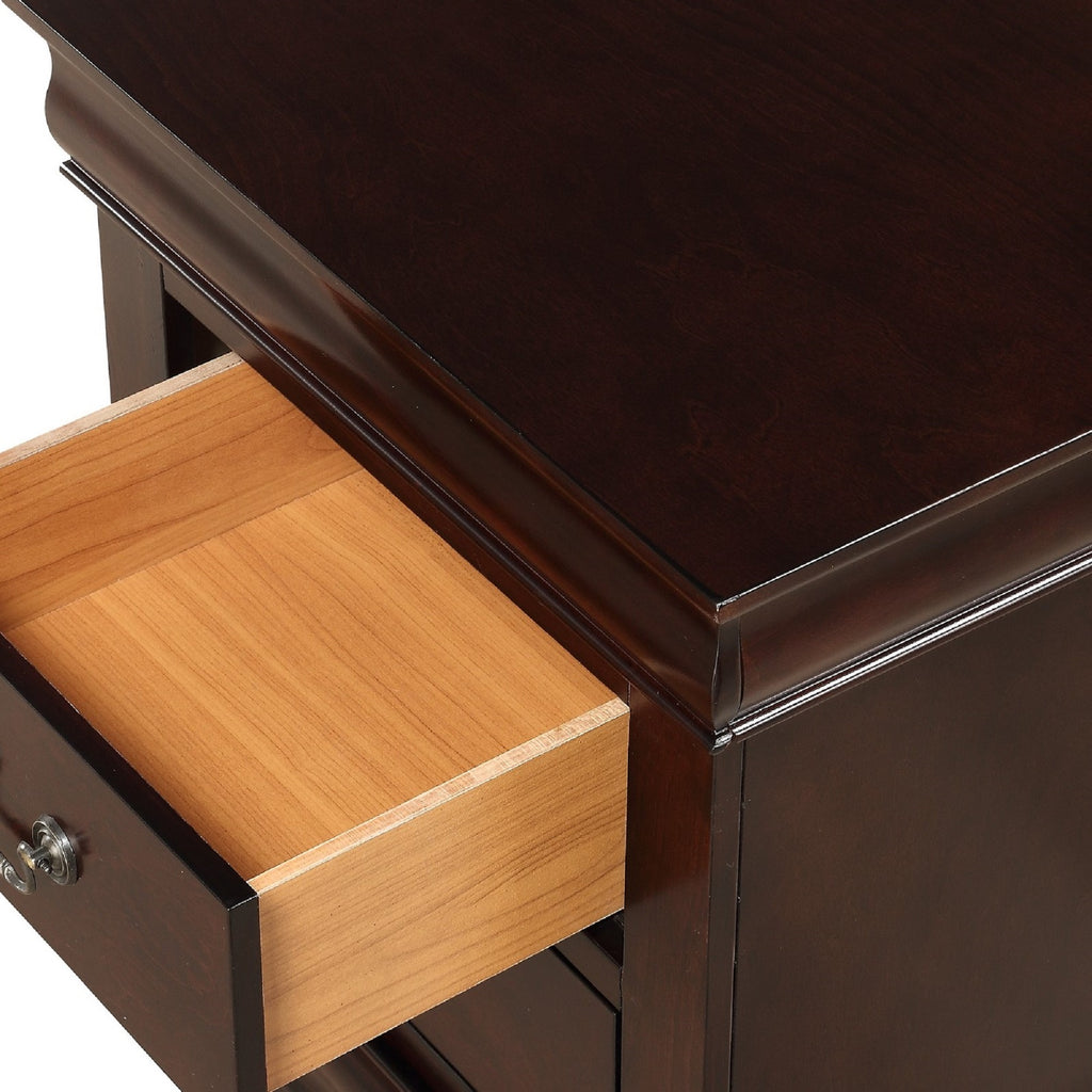 Contemporary Louis Philip Cherry Finish Chest with Five Drawers Solid Wood Ample Storage - Grand Goldman Shop