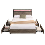 Full Bed Frame, Storage Headboard with Charging Station, Solid and Stable, Noise Free, No Box Spring Needed, Easy Assembly - Grand Goldman Shop