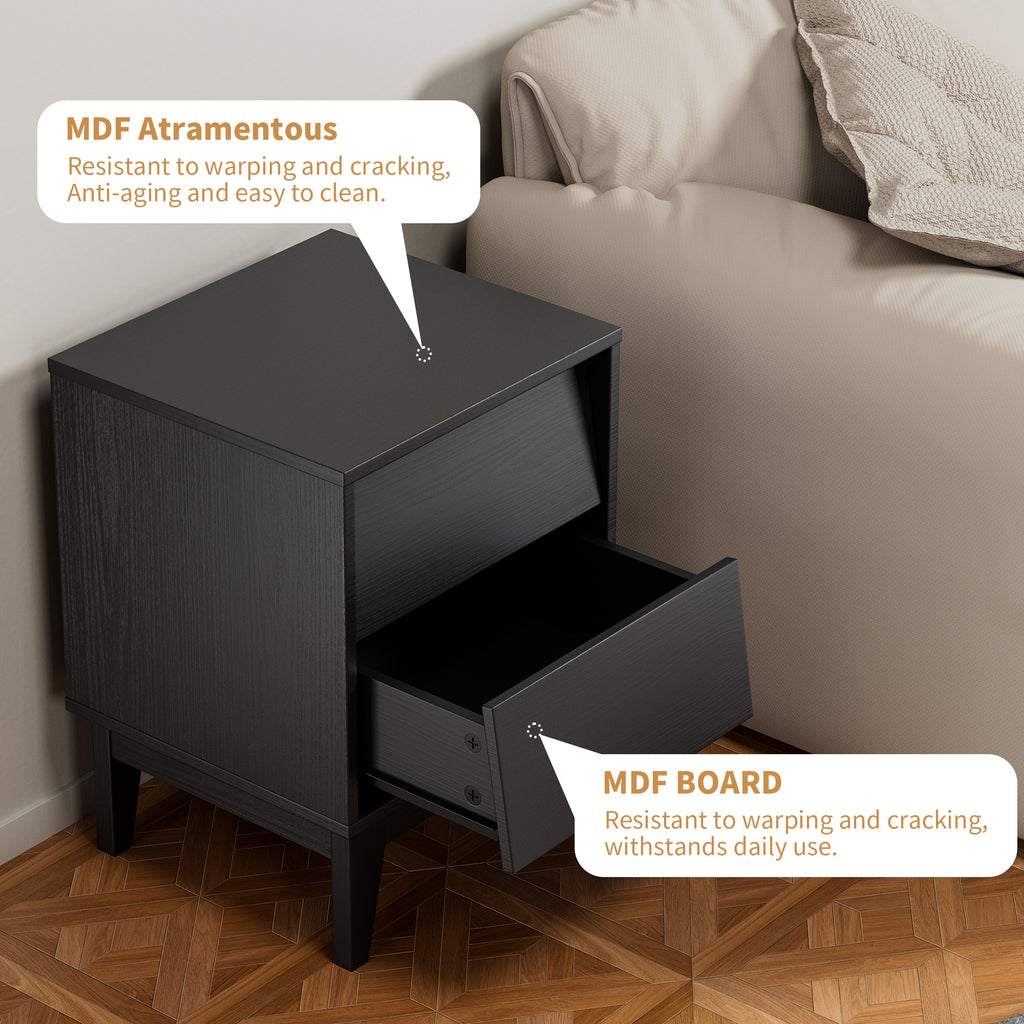 2 Set Nightstands Features Vintage-style and Bevel Design, Made of MDF, Mid Century Modern Nightstand, Night Stand for Bedroom - Grand Goldman Shop