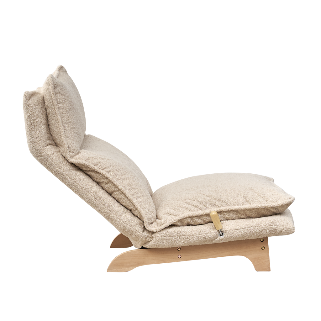 Foldable Metal Frame - Beige Reclining Single Sofa Chair for Bedroom or Balcony - Lazy Leisure Lounge Chair - Grand Goldman Shop