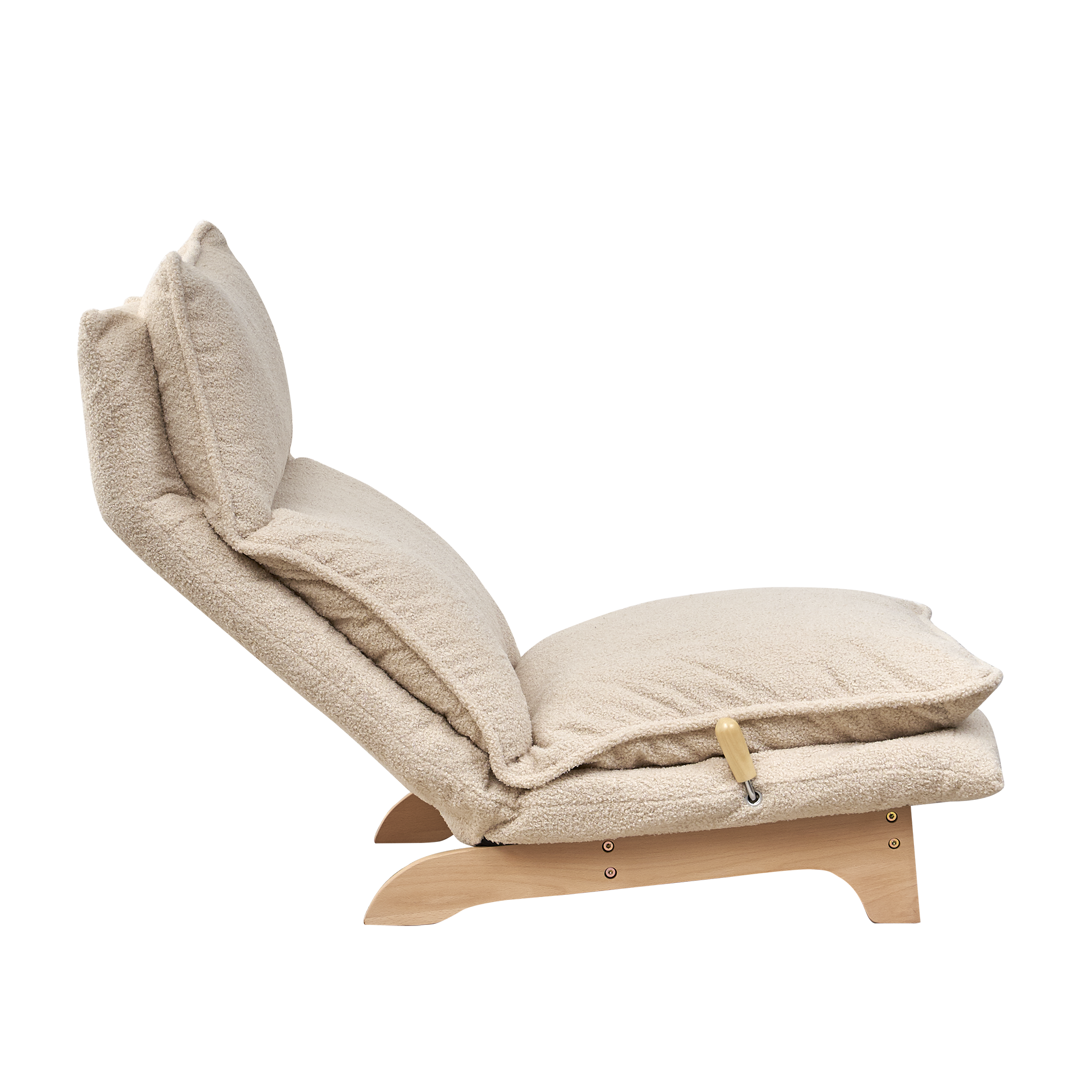 Foldable Metal Frame - Beige Reclining Single Sofa Chair for Bedroom or Balcony - Lazy Leisure Lounge Chair - Grand Goldman Shop