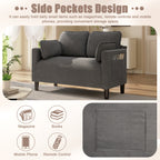 48' Soft Corduroy Loveseat Couch W/Soft Cushions,Side Storage Pocket,Sturdy Composite Board & Solid Wood Frame, High Rebound Sponge,Easy Assembly,Ideal for Living Room,Apartment,Dorm,Office. - Grand Goldman Shop