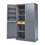 [Assembly Video Provided]TOPMAX 40.2x20x71.3inch High Freestanding Kitchen Pantry Large Cupboard Storage Cabinet with 2 Drawers, 2 Adjustable Shelves, 8 Door Shelves for Kitchen, Dining Room,Gray - Grand Goldman Shop