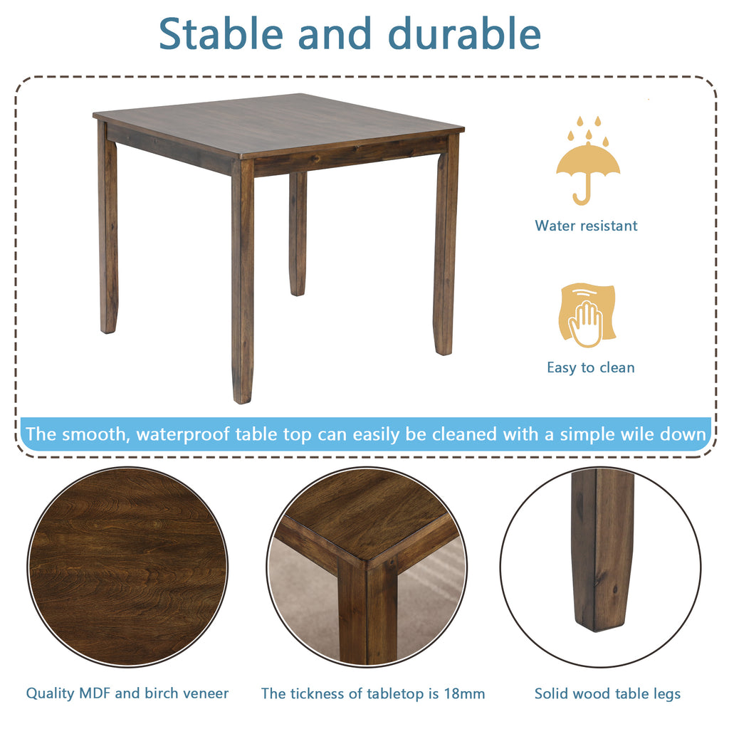 Wooden Dining Square Table, Kitchen Table for Small Space, 4 Person Dining Table, Walnut ONLY THE TABLE - Grand Goldman Shop