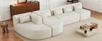 Modern Upholstered L-Shape Sofa with Chaise Lounge and Back Pillows, Beige Boucle Fabric, 144 inches - Grand Goldman Shop