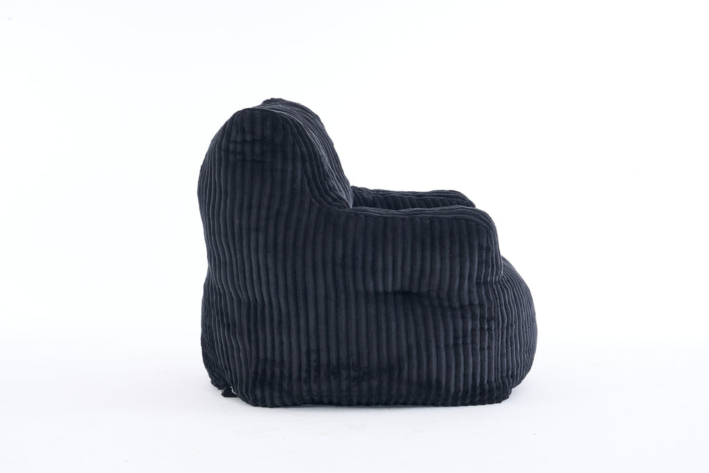 010-Soft Fluffy Corduroy Fabric Bean Bag Chair Filled With Memory Sponge,Black - Grand Goldman Shop