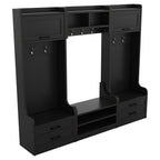4-in-1 Detachable Hall Tree with Storage and 7 Hooks, Multiple Functions Hallway Coat Rack with Storage Drawers and Cabinet, Black Shoe Bench for Entryway Hallway - Grand Goldman Shop