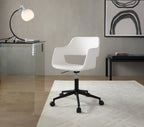 Contemporary Task Chair in Black Metal and White Faux Leather - Grand Goldman