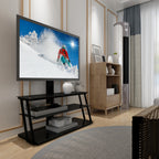 Multi-Function Adjustable TV Stand Black Tempered Glass - Grand Goldman Shop