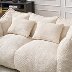 Comfortable Dual Beanbag Chair with High Resilience Foam Core for Two People in Beige Chenille - Grand Goldman Shop