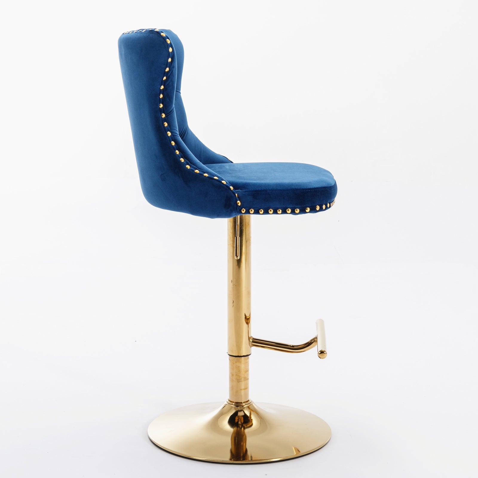 A&A Furniture,Golden Swivel Velvet Barstools Adjusatble Seat Height from 25-33 Inch, Modern Upholstered Bar Stools with Backs Comfortable Tufted for Home Pub and Kitchen Island,Blue,Set of 2 - Grand Goldman Shop