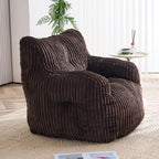 010-Soft Fluffy Corduroy Fabric Bean Bag Chair Filled With Memory Sponge,Brown - Grand Goldman Shop