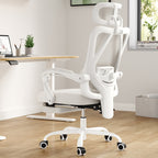 Ergonomic Office Chair with Footrest, Mesh Office Desk Chair with Headrest, High Back Computer Chair with Adjustable Lumbar S