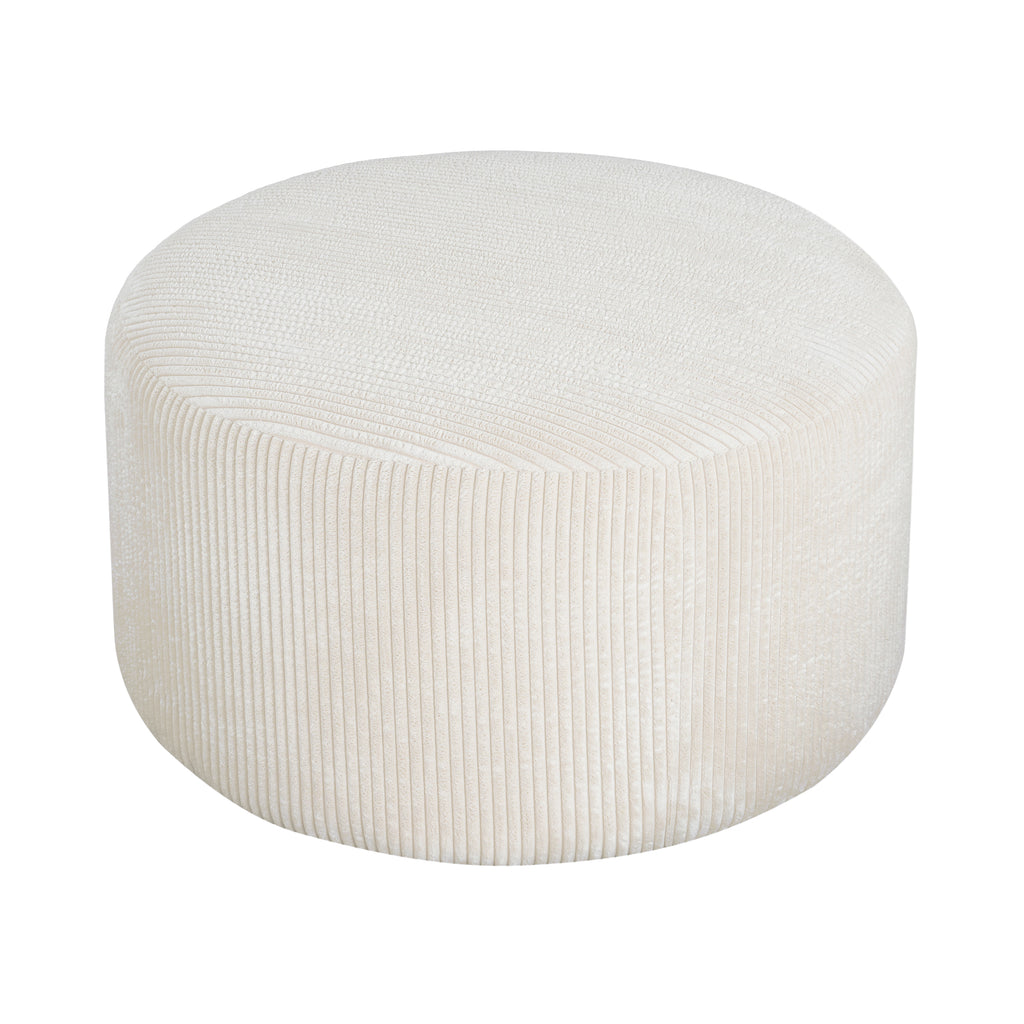 Upholstered Round Ottoman,Beige,Corduroy - Grand Goldman Shop