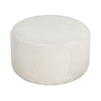 Upholstered Round Ottoman,Beige,Corduroy - Grand Goldman Shop
