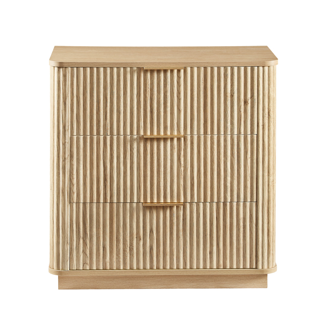 3 Drawers Drasser, 27.6'' Wide Modern Chest of Drawers Curved wave Design,Nightstand,Wood Drawer Organizer for Bedroom, Living Room, Hallway, Oak,27.6''W x 15.8''D x 27.4''H. - Grand Goldman Shop