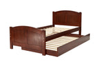 Twin Size Bed w/ Trundle Slats Dark Cherry Pine Plywood Kids Youth Bedroom Furniture | Premium Home Decor - Grand Goldman