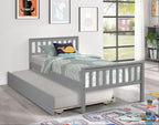 Twin Bed with Trundle, Platform Bed Frame with Headboard and Footboard, for Bedroom Small Living Space,No Box Spring Needed,Grey - Grand Goldman Shop