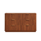 6 Drawers Dresser,55' Wide Modern Chest of Drawers Curved wave Design, Dresser TV Stand, Wood Drawer Organizer for Bedroom, Living Room, Hallway, Walnut,55.12''W x 15.75''D x 31.5''H. - Grand Goldman Shop