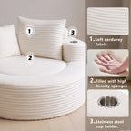 Round Sofa Bed with Memory Foam Sectional Couches for Living Room, Cloud Couch with three pillows, White - Grand Goldman Shop