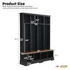 Farmhouse Hall Tree with 8 Hooks, Practical Entryway Bench with Open Compartments, 76.7'H Modern 3-in-1 Wooden Style Coat and Shoe Rack for Mudroom, Living Room, Black (OLD SKU: N721P292601B) - Grand Goldman Shop