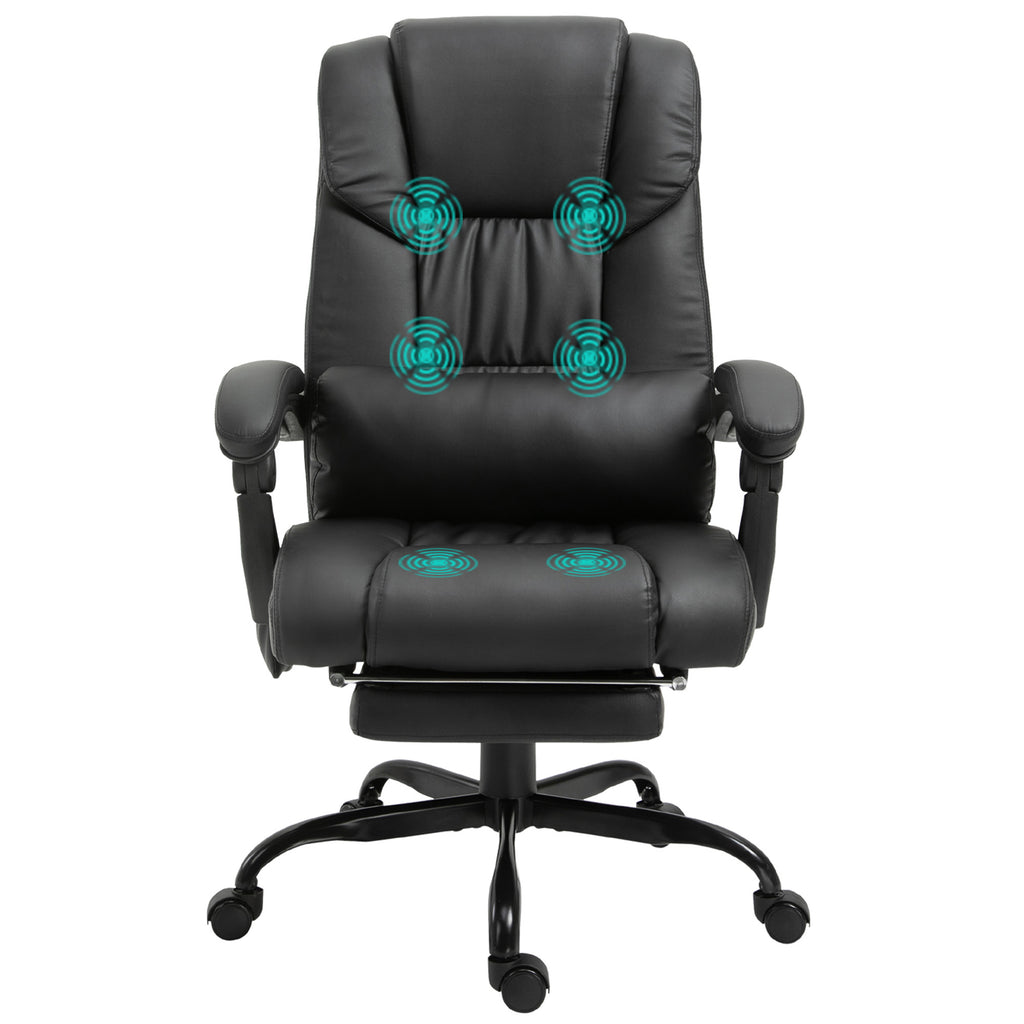 Vinsetto High Back Massage Office Chair with 6 Vibration Points, PU Leather Reclining Computer Chair, Ergonomic Office Chair 