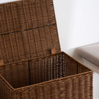 Martha Rectangular Woven Resin Wicker Laundry Hamper - Medium Brown - Grand Goldman Shop