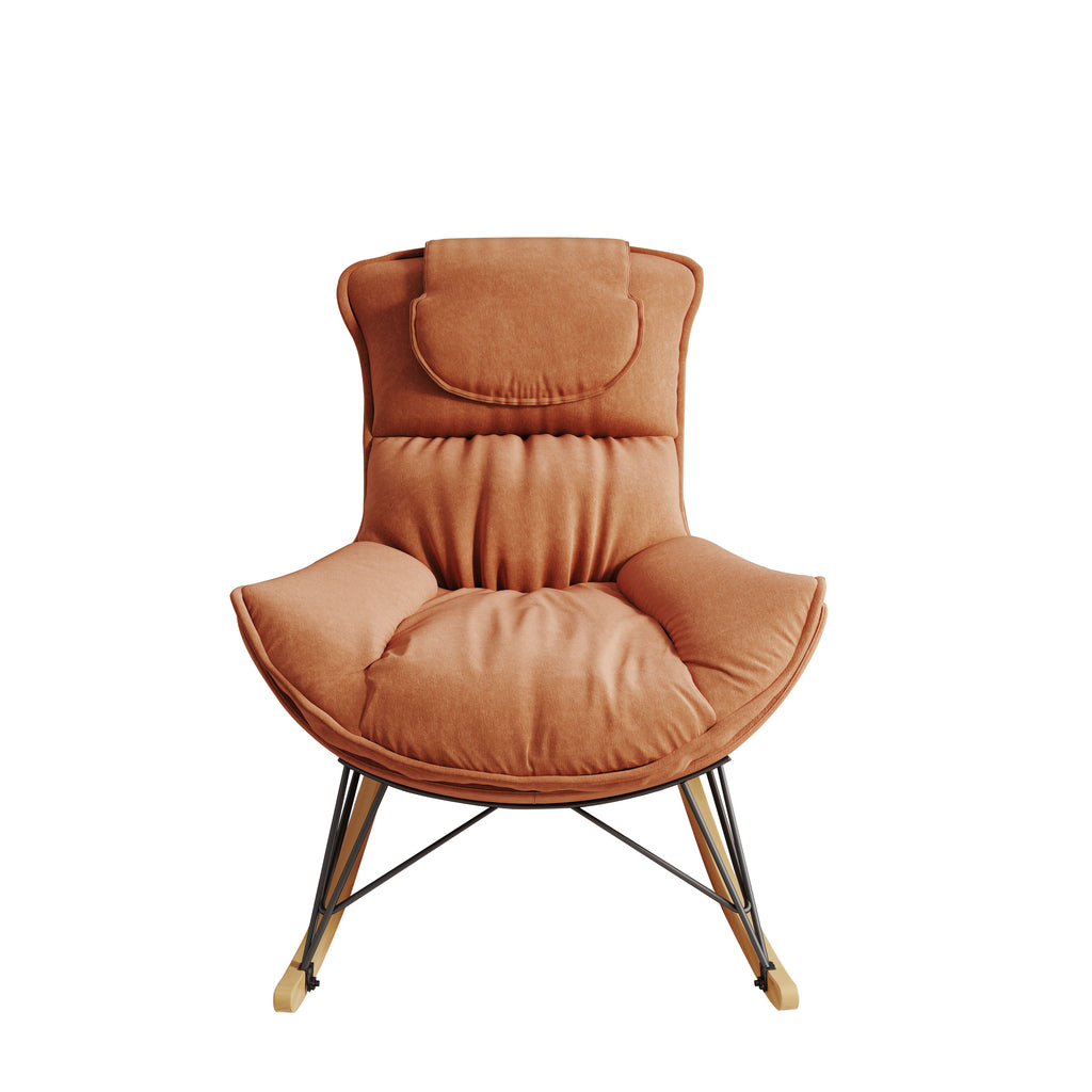 Leisure sofa single rocking chair, light luxury sofa chair, balcony leisure area single chair, comfortable and breathable characteristic chair, detachable and washable seat cushion (Color: Brown) - Grand Goldman Shop