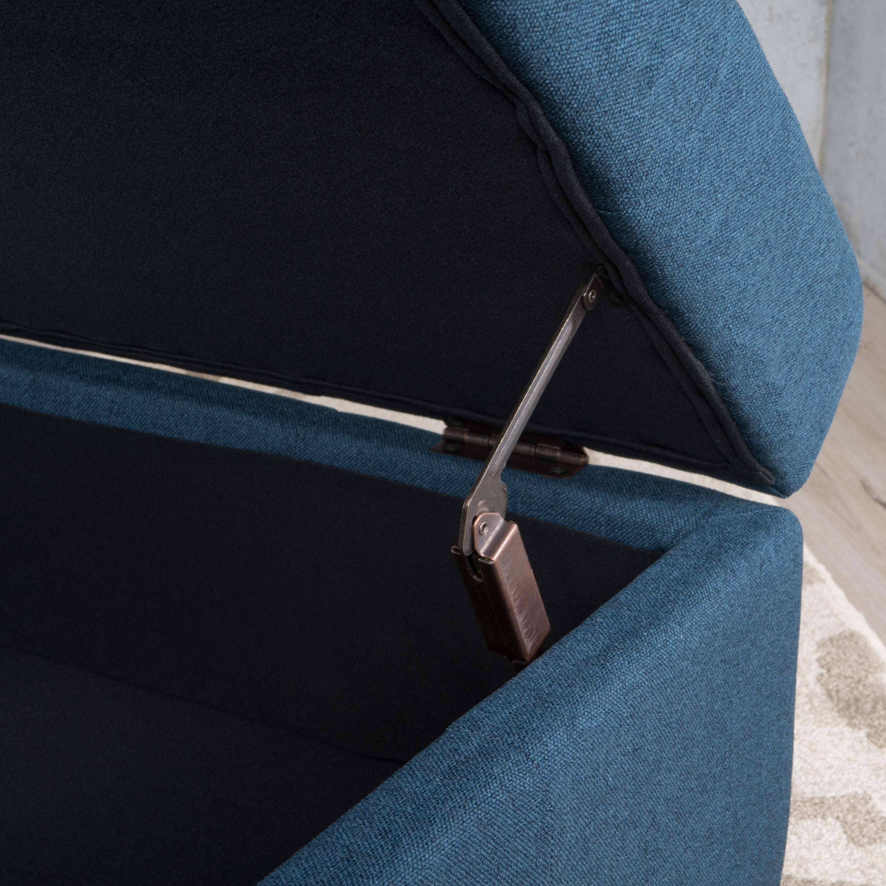Flip-Top Ottoman with Tufted Waffle Stitch and Rolling Casters, Navy Blue - Grand Goldman Shop