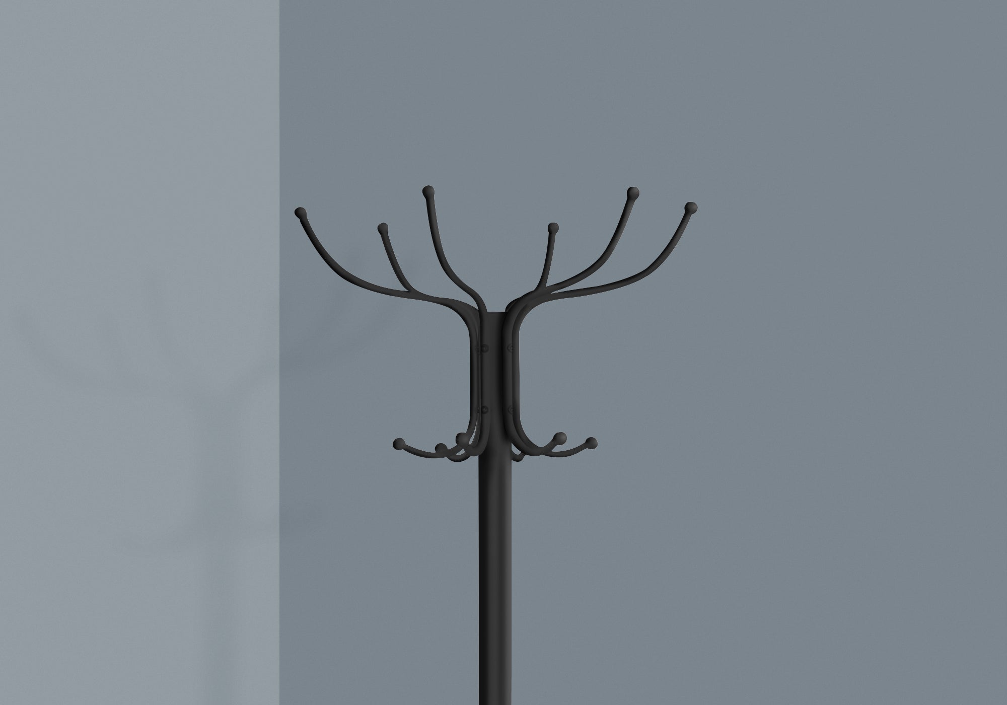 Coat Rack, Hall Tree, Free Standing, 12 Hooks, Entryway, 70'h, Umbrella Holder, Bedroom, Black Metal, Transitional - Grand Goldman Shop