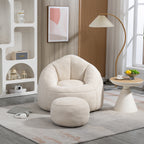 Bedding Bean Bag Sofa Chair with High-Pressure Foam and Footrest, Beige Microfiber - Grand Goldman Shop