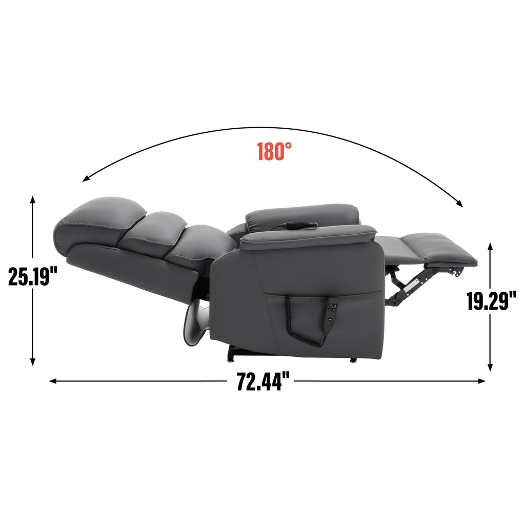 Grey Cat-proof Leather Dual Motor Infinite Position Up to 350 LBS Power Lift Recliner Chair with Power-Remote, Heat Massage and Heavy Duty Motion Mechanism - Grand Goldman Shop