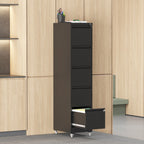 Heavy Duty Black Metal 5 Drawer Vertical File Cabinet with Lock and Wheels for Home Office | Premium Home Decor - Grand Goldm