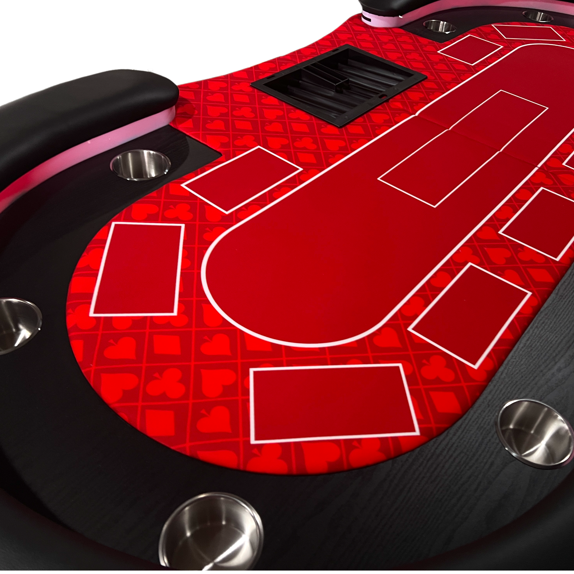 INO Design 94' Fodable Poker Table with Dealer Spot for 10 players, Red | Premium Home Decor - Grand Goldman