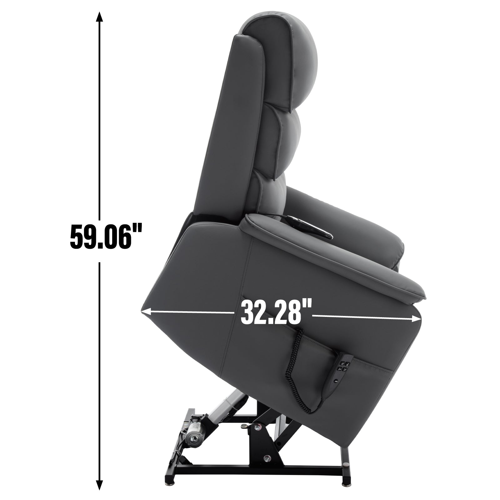 Grey Cat-proof Leather Dual Motor Infinite Position Up to 350 LBS Power Lift Recliner Chair with Power-Remote, Heat Massage and Heavy Duty Motion Mechanism - Grand Goldman Shop