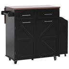 K&K 47.2' Farmhouse Kitchen Island with Drop Leaf, Kitchen Storage Island with Removable Side Racks, Two Drawers, Rolling Kitchen Cart on Wheels with Towel Rack, for Home, Kitchen, Dining Room, Black - Grand Goldman Shop